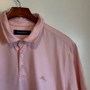 Tommy Bahama Mens XL Pink Pima Cotton Blend Short Sleeve Polo‎ Shirt Marlin Logo